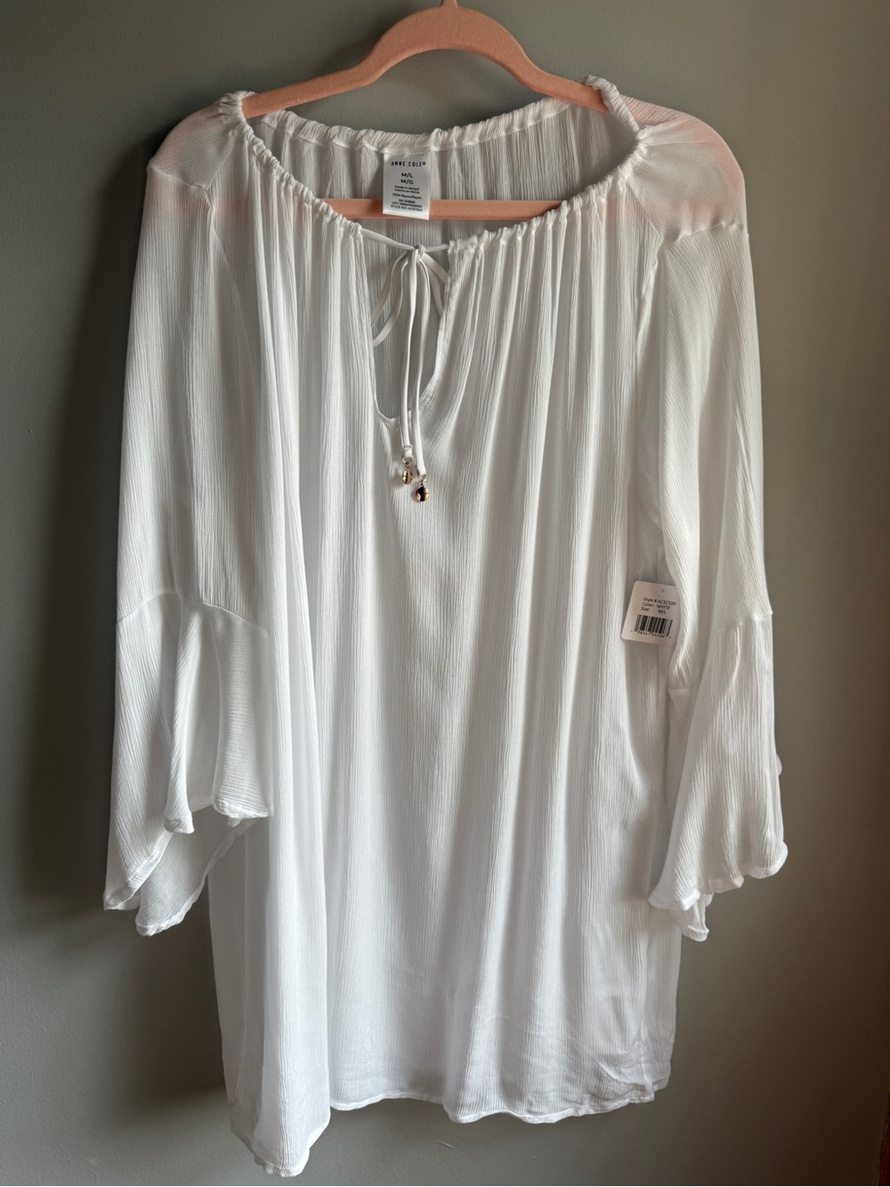 NWT Anne Cole White Swim Cover-Up Dress Size M/L Essential for Vacation